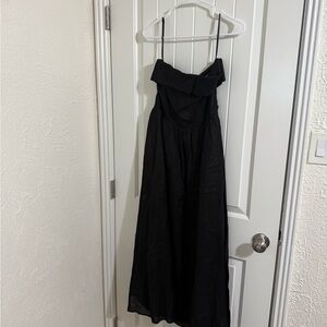 Black linen midi